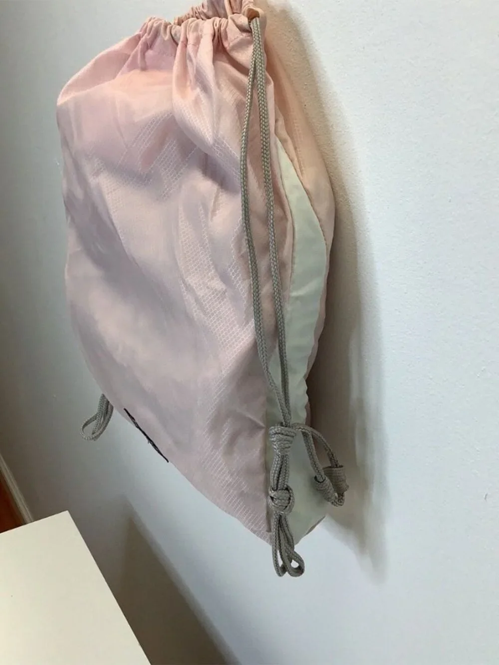 Jansport Pink & White Vintage Drawstring Bag, Used